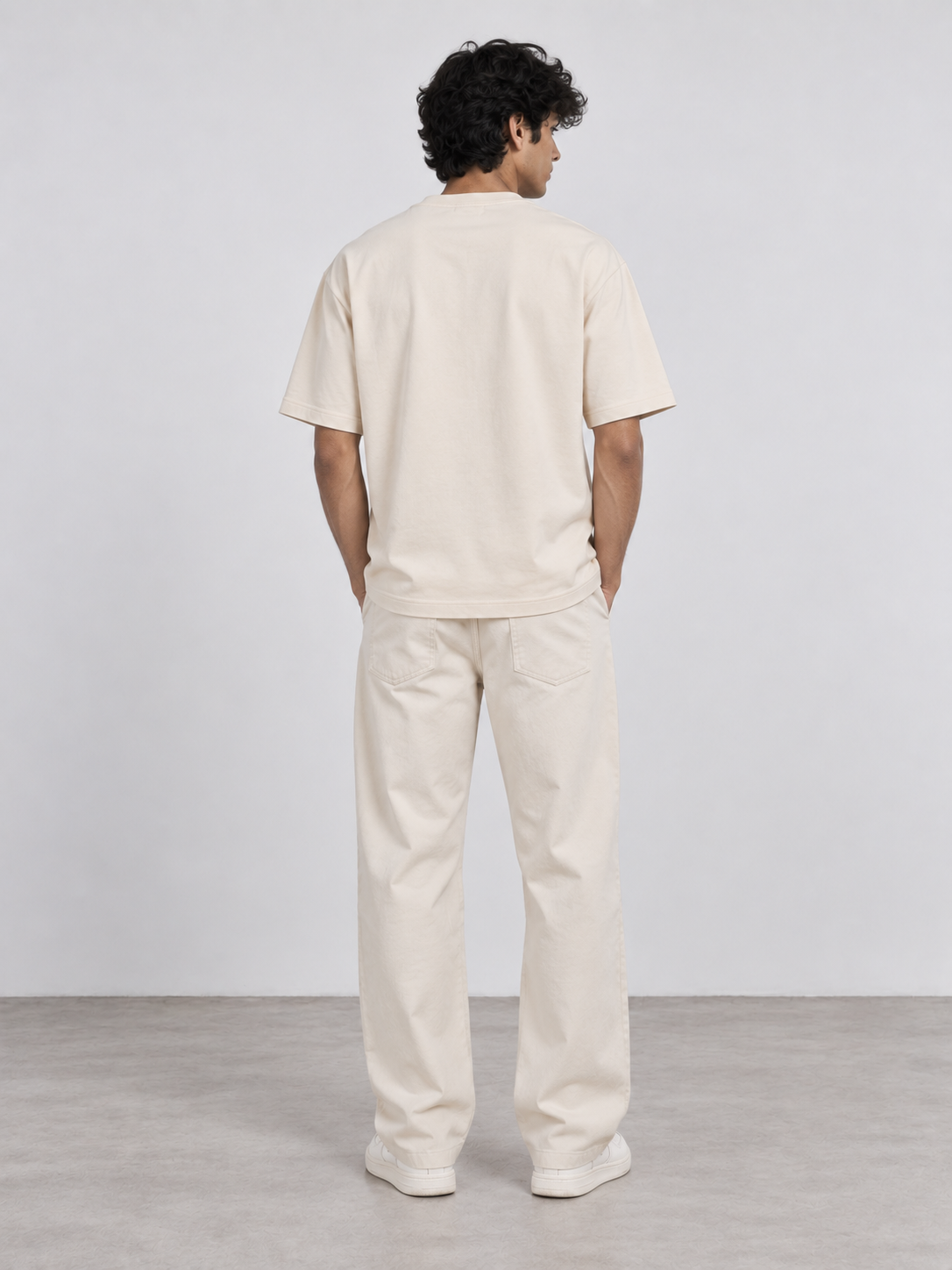 ALTIOR Core Tee in Bone — full body, worn